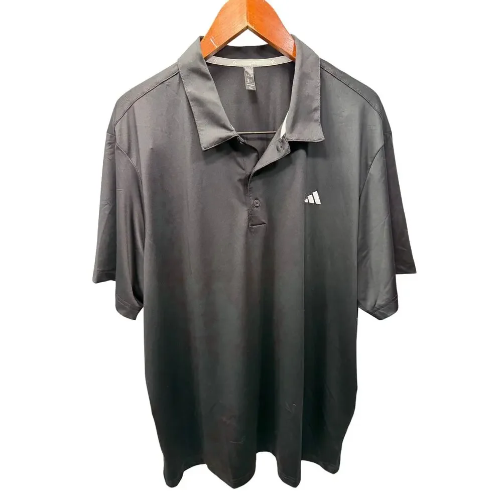 adidas Men's Solid Golf Polo 2XL Black Size 2XL NEW # J615